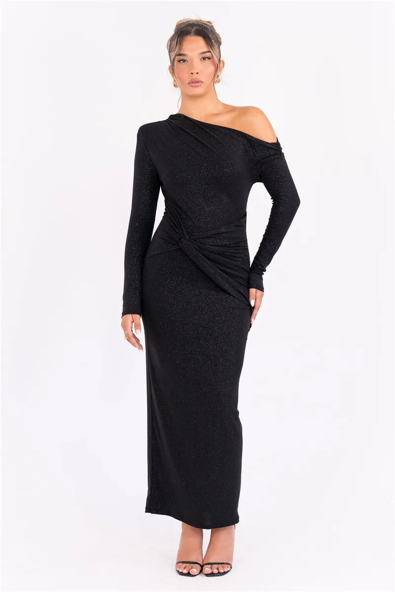 Alina Glanzende Maxi Jurk