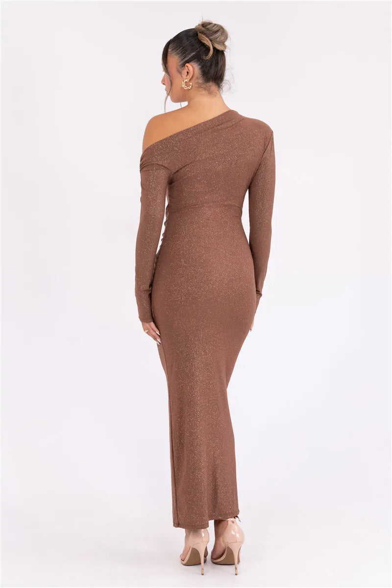 Alina Glanzende Maxi Jurk