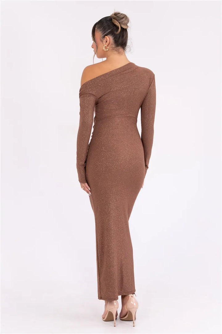 Alina Glanzende Maxi Jurk