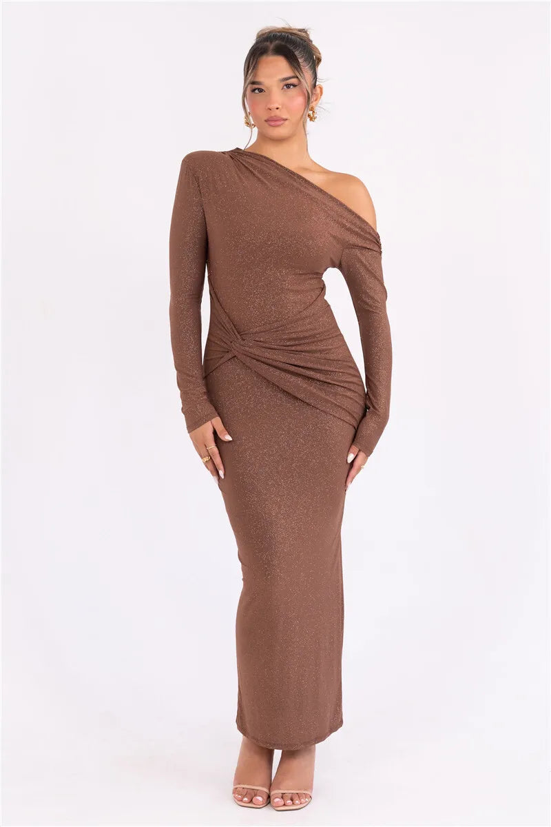 Alina Glanzende Maxi Jurk