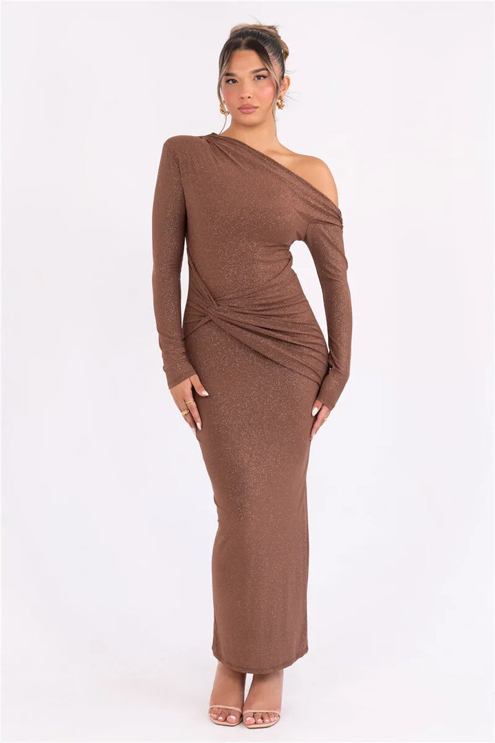 Alina Glanzende Maxi Jurk